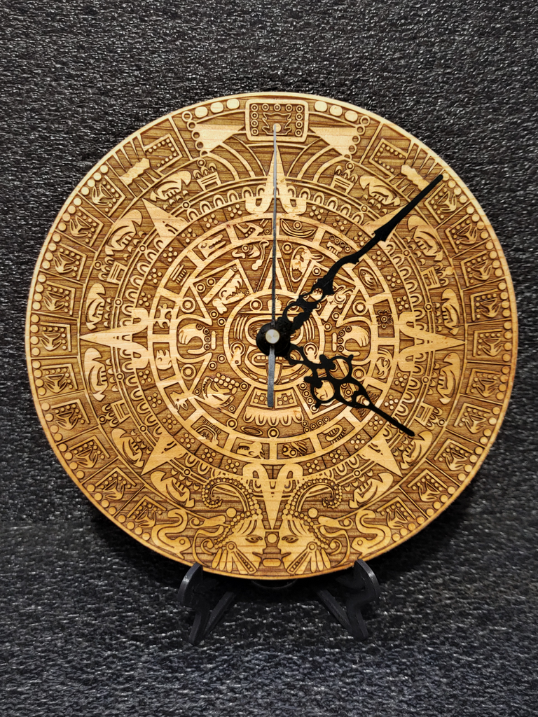 Aztec Calendar Laser Engraved Wood Clock – ManCrafted