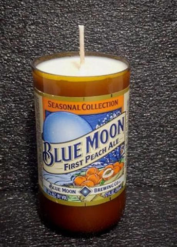 Blue Moon Peach Ale ManCrafted Beer Bottle Scented Soy Candles for mancave