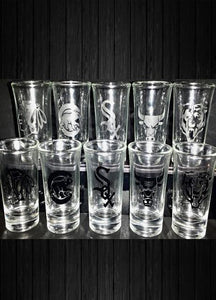 1.5oz Shot glasses custom Chicago sports teams bulls sox cubs blackhawks bears vinyl etched