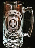Cruz Azul Mexican Soccer team custom beer mug futbol cerveza