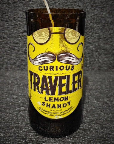 Curious Traveler Lemon Shandy Beer Bottle Scented Soy Candle - ManCrafted