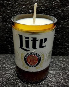 Miller Lite beer bottle soy scented candle 