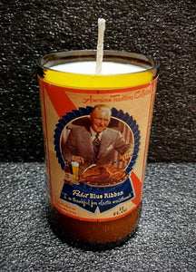 PBR Pabst Blue Ribbon Beer Bottle Scented Soy Candle - ManCrafted