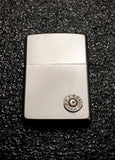 Authentic Zippo Satin Chrome Lighter 9mm bullet ammo casing