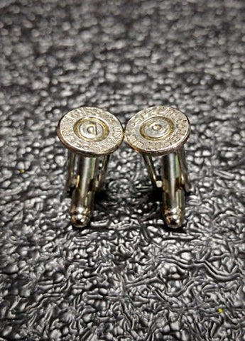 9mm Nickel Brass Bullet Casing Cufflink Set